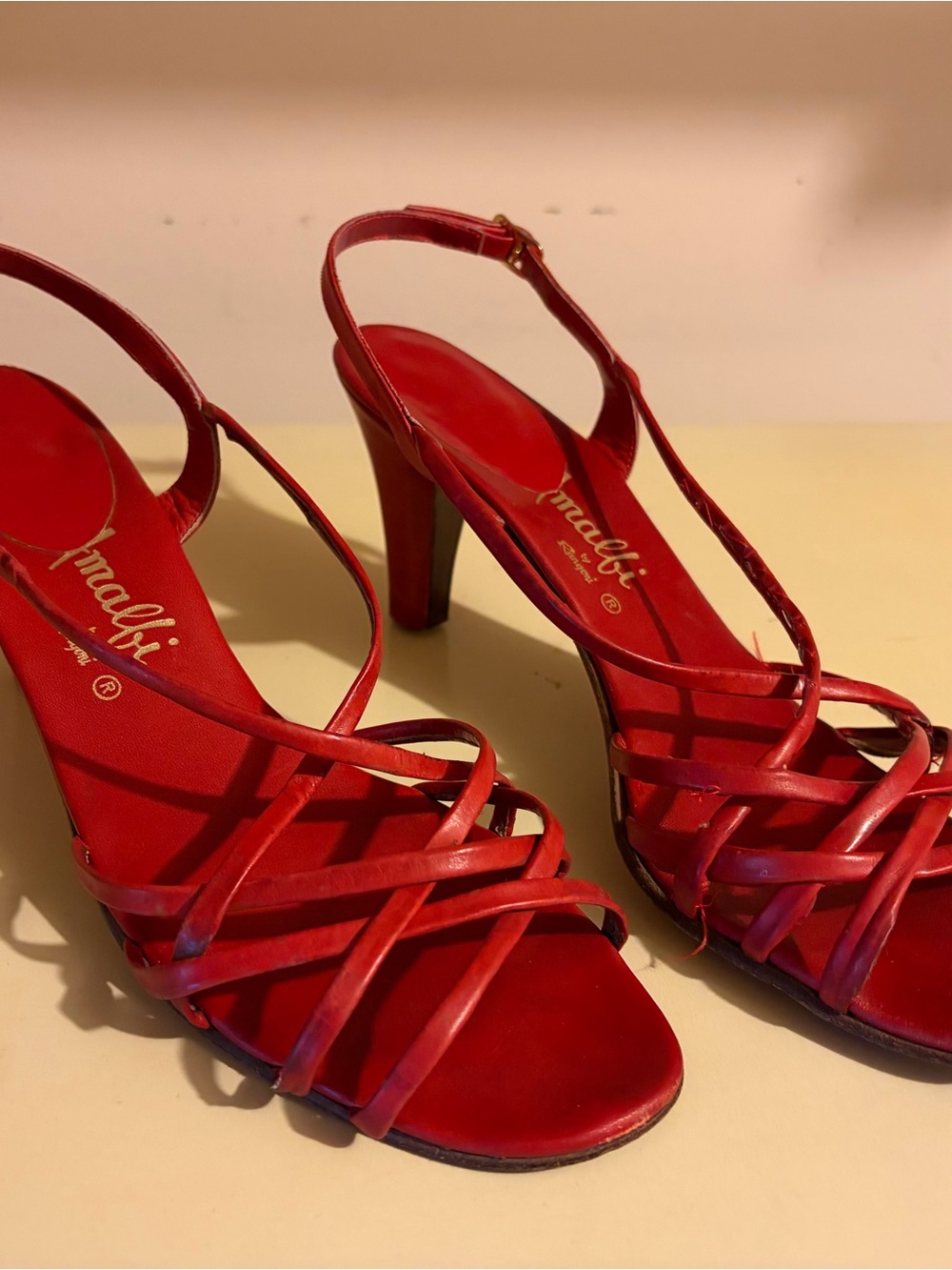 Amalfi Red Strappy Stiletto Sandals